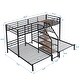 preview thumbnail 11 of 14, Twin over Twin & Twin Triple Bunk Bed with Shelves Staircase, Silver