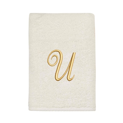 Avanti Linens Ivory/Gold Script Monogram Hand Towel Letter U - Hand Towel