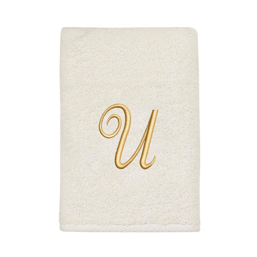 Avanti Linens Ivory/Gold Script Monogram Hand Towel Letter U - Hand Towel