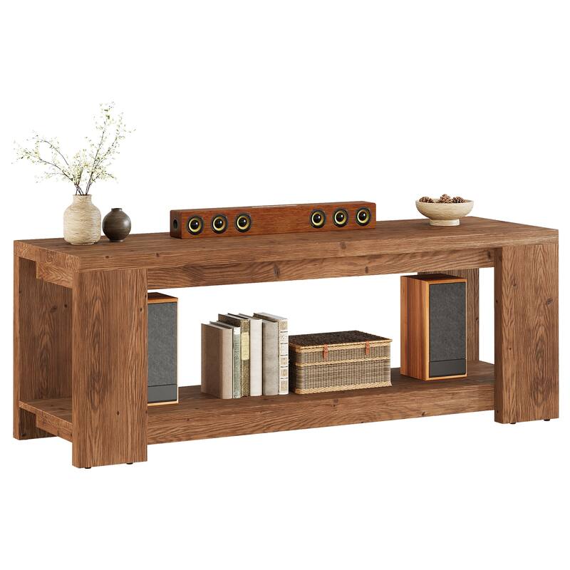 63-Inch TV Stand, Solid Wood Television Stand for 55/60/65/75-Inch TV