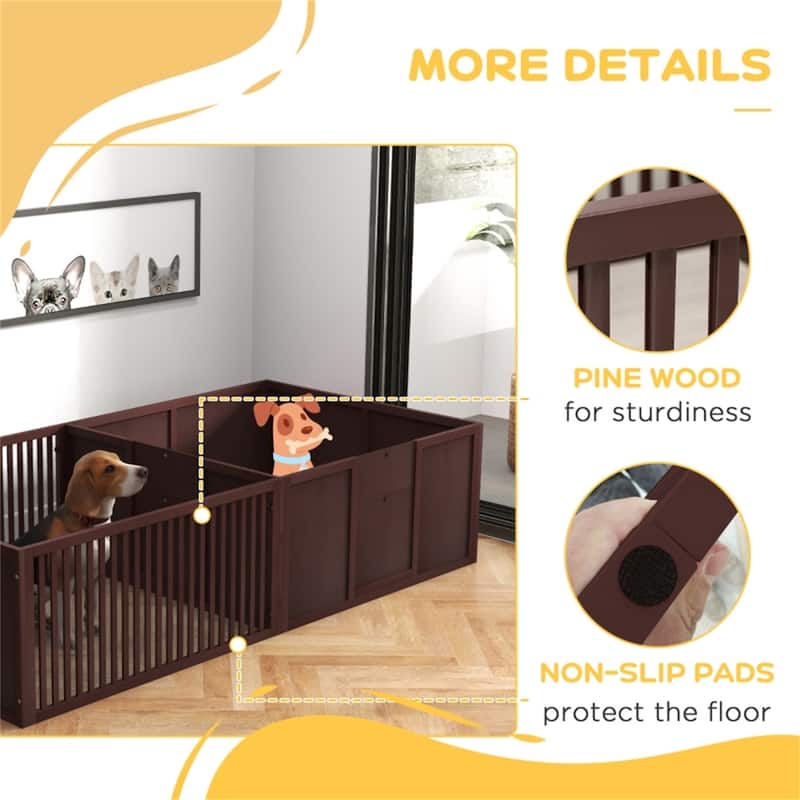 Durable Pinewood Dog House with Removable Panels - 81" L x 39.25" W x 19.75" H