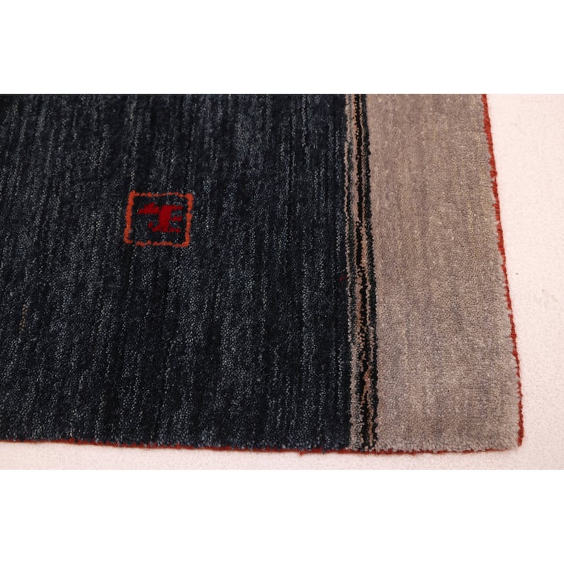 ECARPETGALLERY Hand Loomed Kashkuli Gabbeh Navy Wool Rug - 6'7 x 8'1