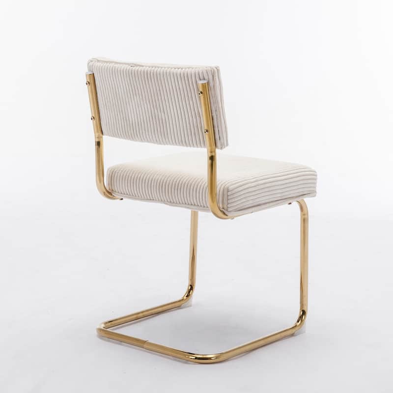 GDFStudio Modern Armless Dining Chairs with Corduroy Fabric and Gold Metal Base (Set of 2)