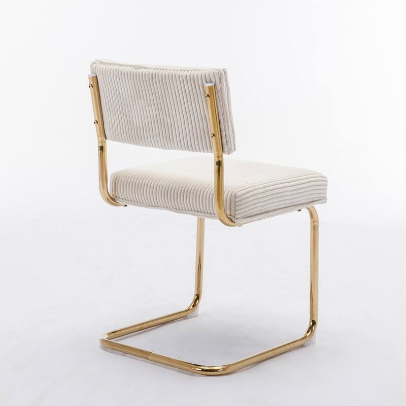 Roomfitters Modern Corduroy Dining Chairs Set of 2, Upholstered Armless Accent Chairs with Gold Metal Frame