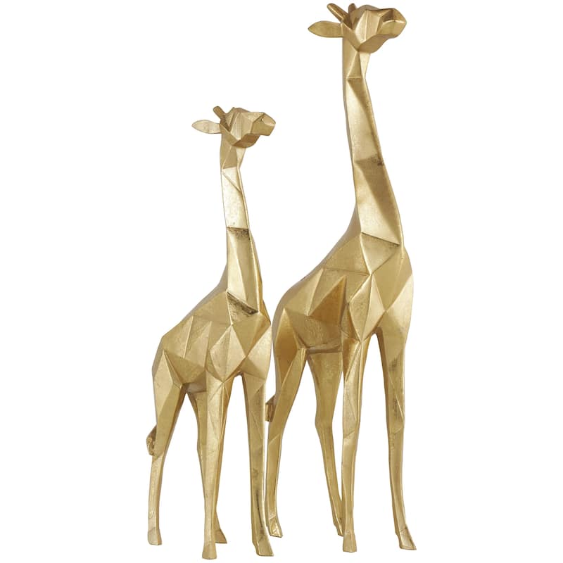 Polystone Giraffe Decorative Sculpture - Set of 2 Gold or Silver - CosmoLiving by Cosmopolitan