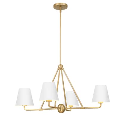 Xavier 4 Light Vibrant Gold and White Chandelier - 31.75"W x 17"H x 31.75"D