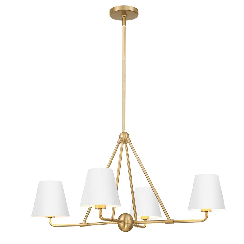 Xavier 4 Light Vibrant Gold and White Chandelier - 31.75"W x 17"H x 31.75"D