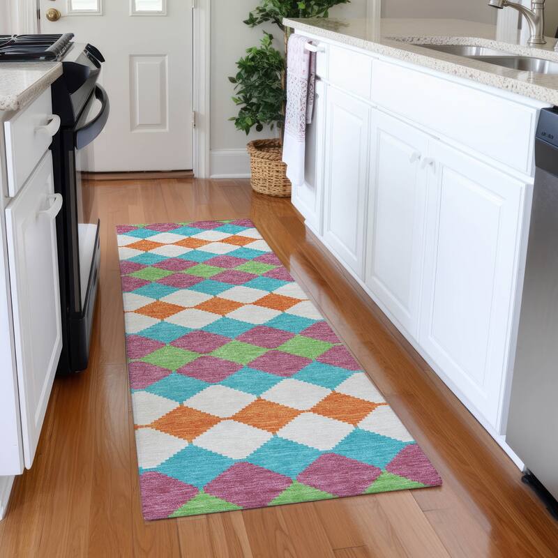 Premium Washable Super Soft Diamond Modern Mayfield Rug - Blush - 2'3" x 7'6"
