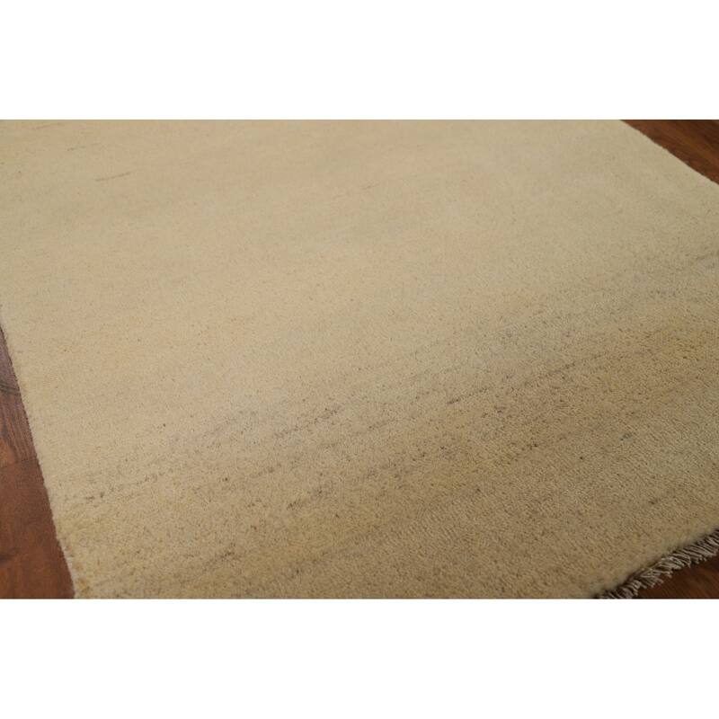 Modern Gabbeh Oriental Rug Handmade Beige Accent Wool Carpet - 2'9"x 4'2"