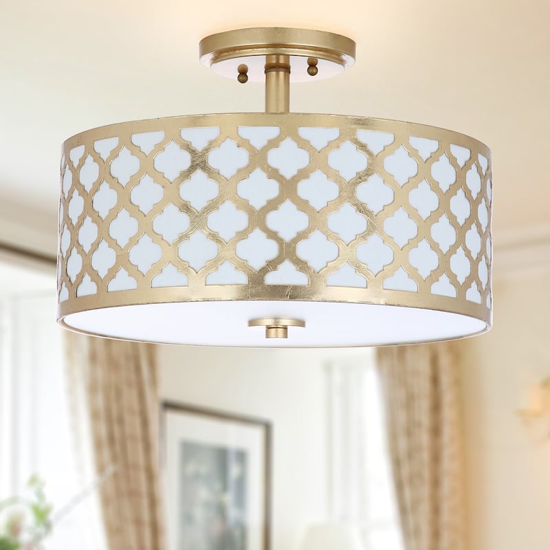 SAFAVIEH Lighting Mucella Quatrefoil Gold Led 3-Light Flush Mount - 15" x 15" x 10.5" - 15Wx15Dx11H