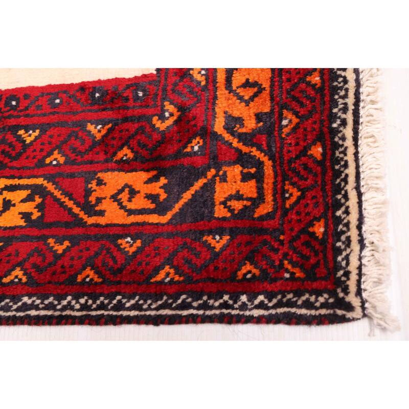 ECARPETGALLERY Hand-knotted Baluch Red Wool Rug - 3'10 x 7'10