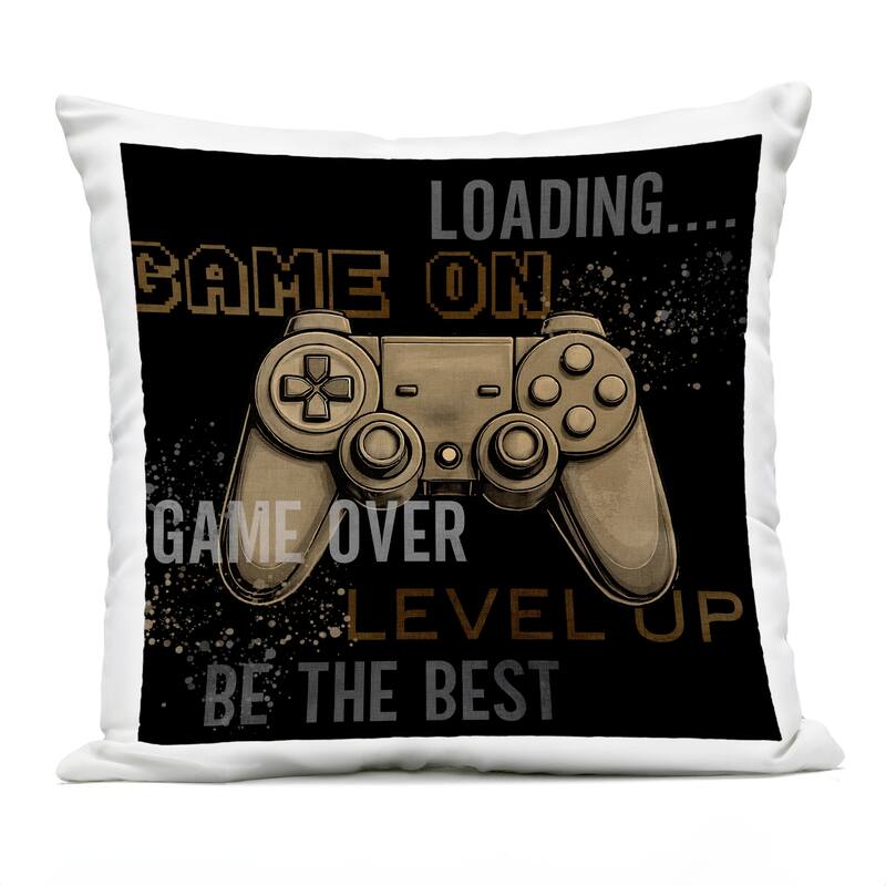 Stupell Gamer Controls Phrases Printed Outdoor Throw Pillow Design by Kim Allen - Accent - Polyester - Black - Single
