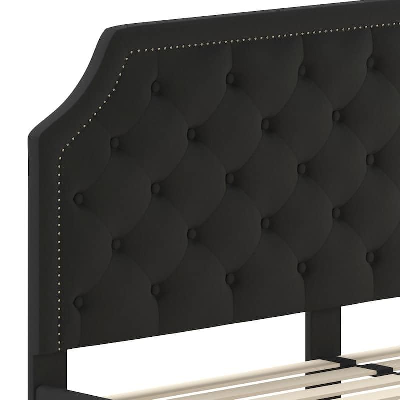Arched Tufted Upholstered Platform Bed