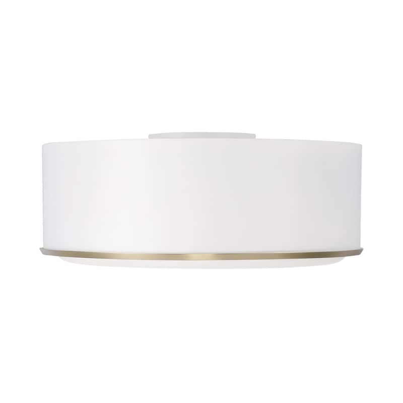 15"W x 6"H 3-Light Semi Flush Mount with Matte Brass Details and Frosted White Diffuser - 15.5"W x 5.75"H