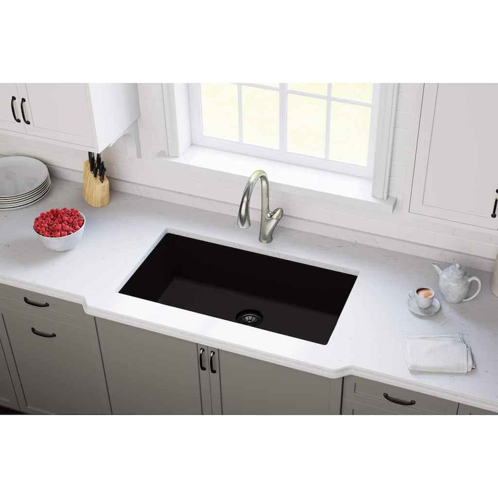 Elkay Quartz Perfect Drain 3-1/2" Polymer Disposer Flange with Removable Basket Strainer and Rubber Stopper