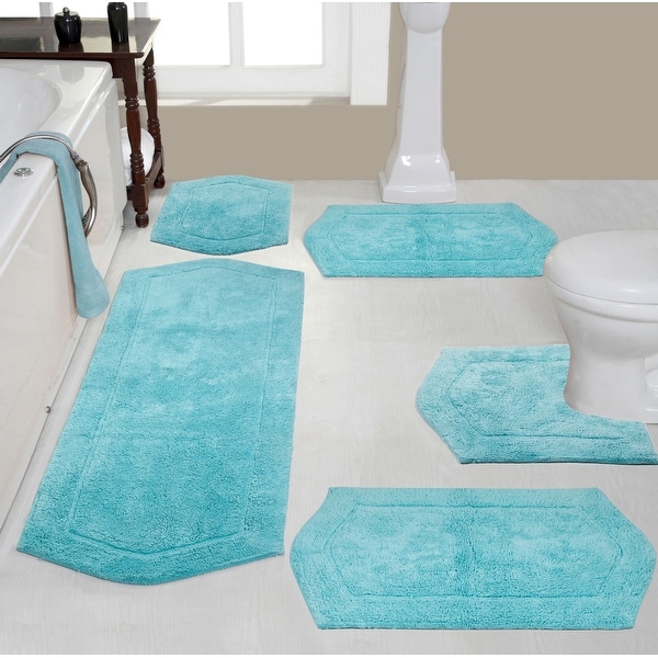 Waterford Collection 100 Cotton Non Slip Bathroom Rug Set Machine Washable Bath Rug 5 Piece Bath Mat Set with Contour On Sale Bed Bath Beyond 21236676