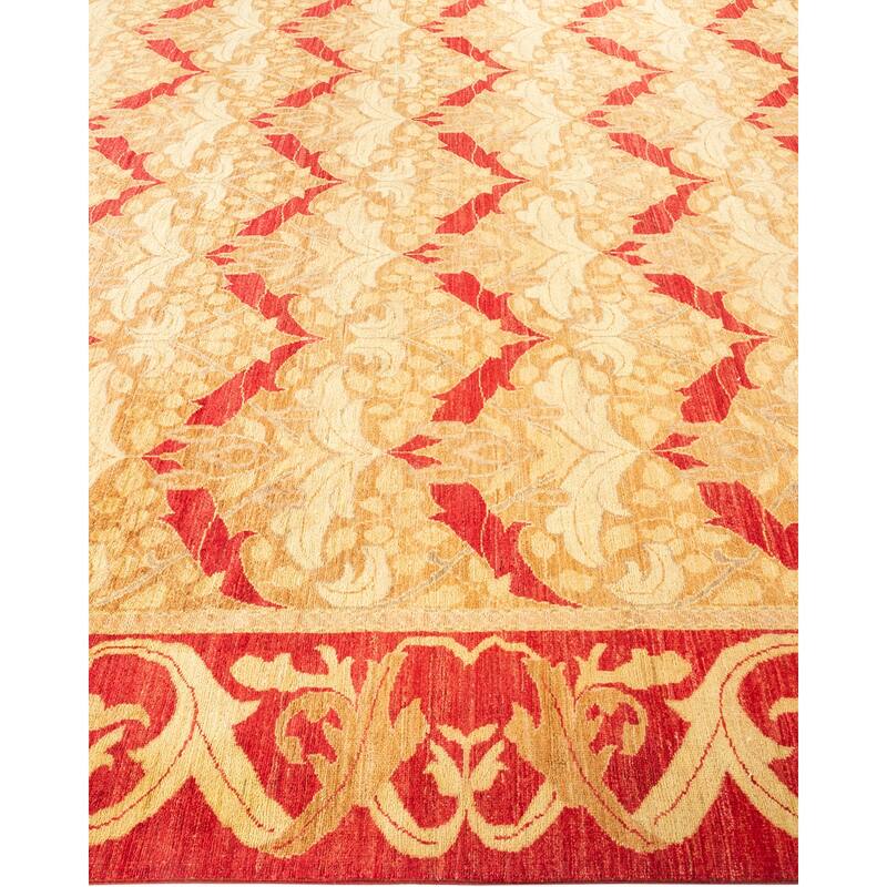 Overton Hand Knotted Wool Vintage Inspired Modern Contemporary Arts & Crafts Green Area Rug - 9 x 12