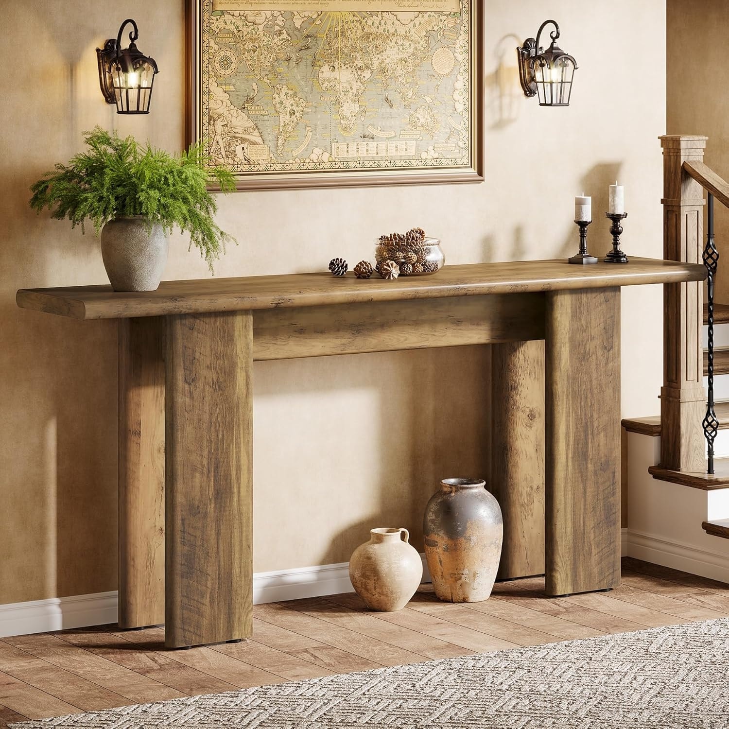 70.87" Extra Long Console Table for Entryway, Mid-Century Modern Sofa Table Behind Couch