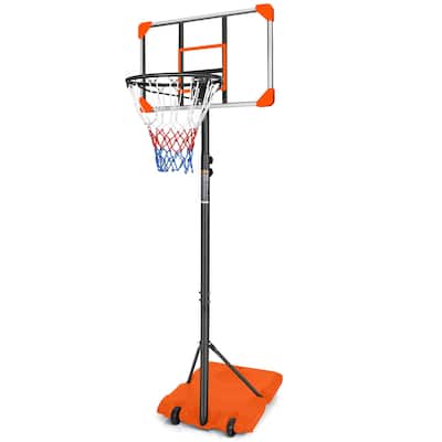 Roomfitters Portable Basketball Goal System with Stable Base and Wheels, Adjustable Height 5.6-7ft for Indoor Outdoor
