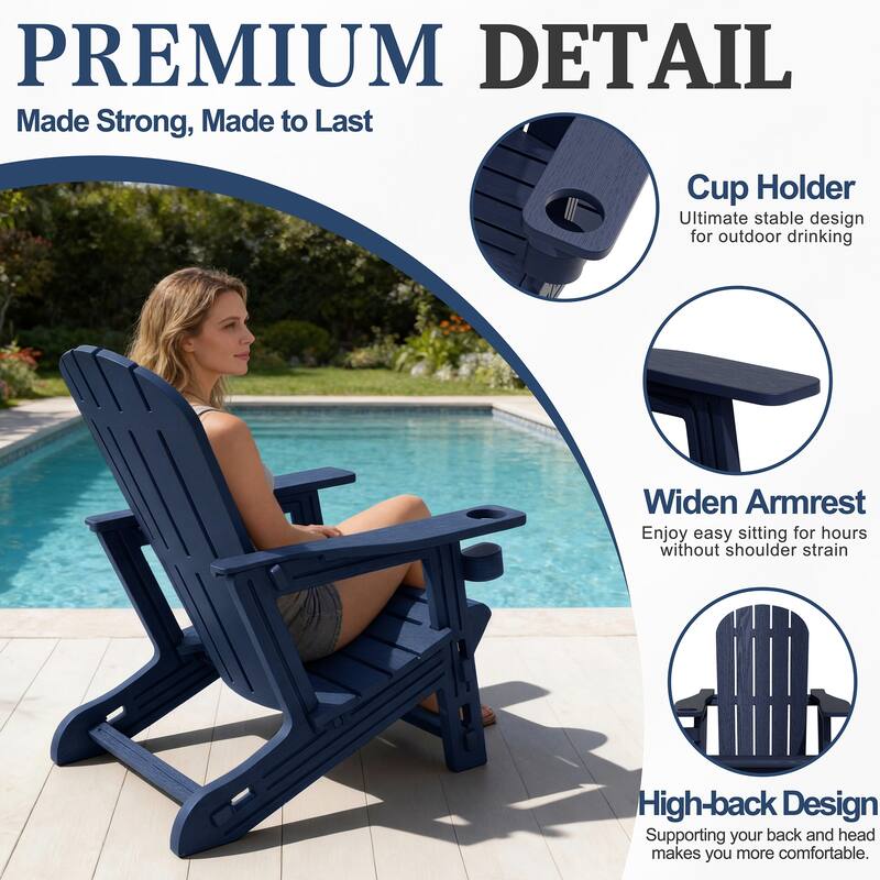 Outdoor All Weather Adirondack Chairs with Movable Footrests, Set of 5/3.