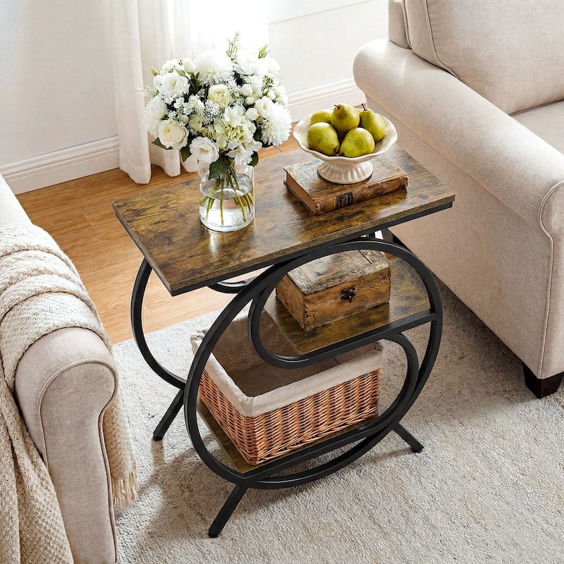 Industrial Side Table with 3 Shelves for Living Room - 1-Piece