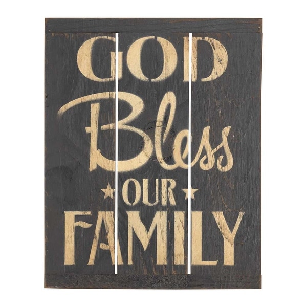 13.25" Black and Beige "GOD Bless OUR FAMILY" Printed Wall Plaque - N/A