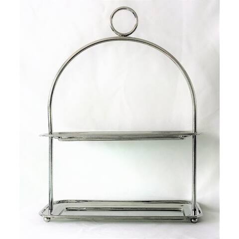 Silver Rectangular 2 tier cake stand 13.75 x 6.25", 18" H - 14x6.5x16.5