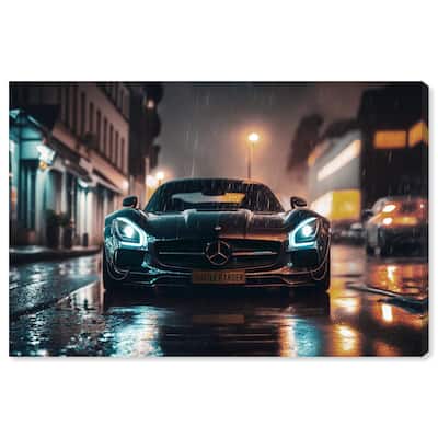 Notoriart Drive Through The Town Gallery Wrapped Car 1 Piece Canvas Wall Art