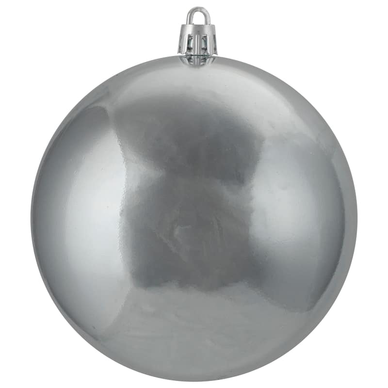 12ct Pewter Gray Shatterproof Shiny Christmas Ball Ornaments 4" (100mm)