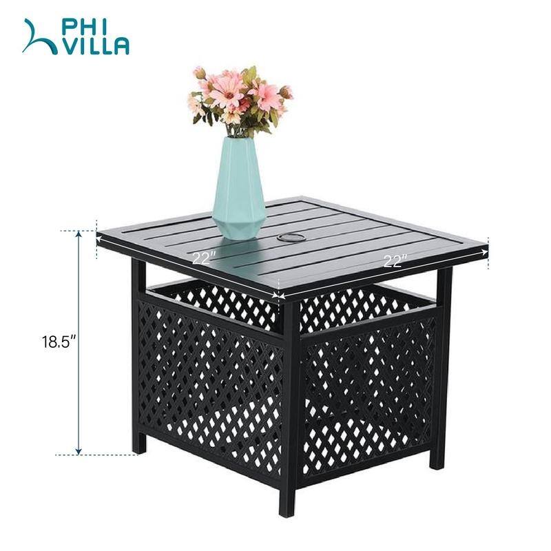 MAISON ARTS 3-Piece Umbrella Base Table & 2 Stackable Chairs Patio Bistro Set