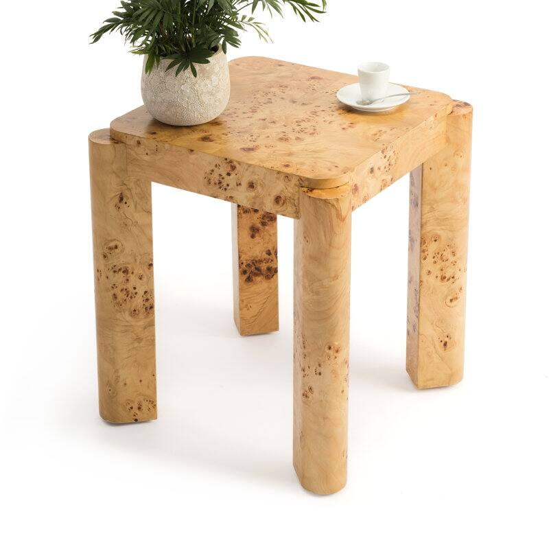 Chorus Side Table Modern Wooden Clear Maple Burl Nightstand