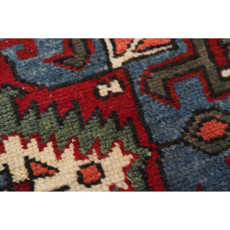 Hand Knotted Oriental 100% Wool Carpet Traditional Tribal Red Heriz (serapi) Runner Rug - 11' 0'' X 3' 1''