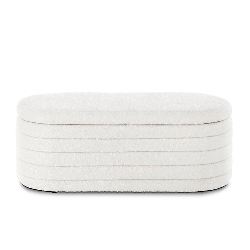 Oval Upholstered Storage Ottoman with Flip Design