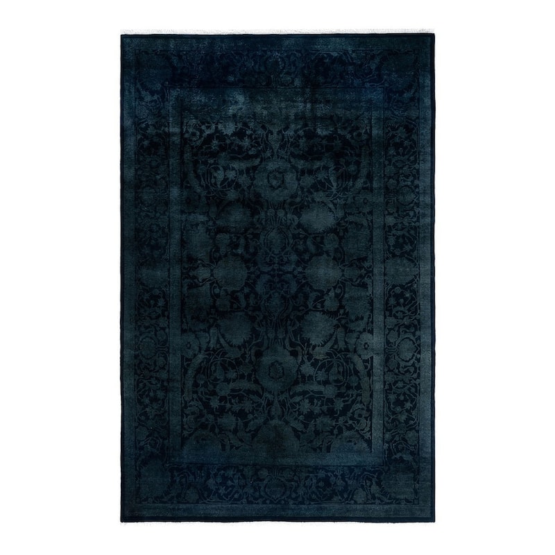 Fine Vibrance One-of-a-Kind Hand-Knotted Area Rug - Black, 6' 0" x 9' 2" - 6' 0" x 9' 2"