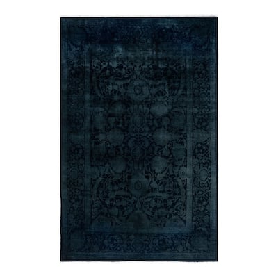 Fine Vibrance One-of-a-Kind Hand-Knotted Area Rug - Black, 6' 0" x 9' 2" - 6' 0" x 9' 2"