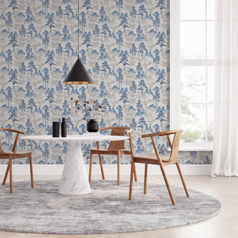Arthouse Akio Blue Pagoda Wallpaper
