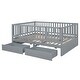 preview thumbnail 28 of 58, Wood Daybed with Fence and 2 Drawers,Split into Floor Bed and Sofa Bed