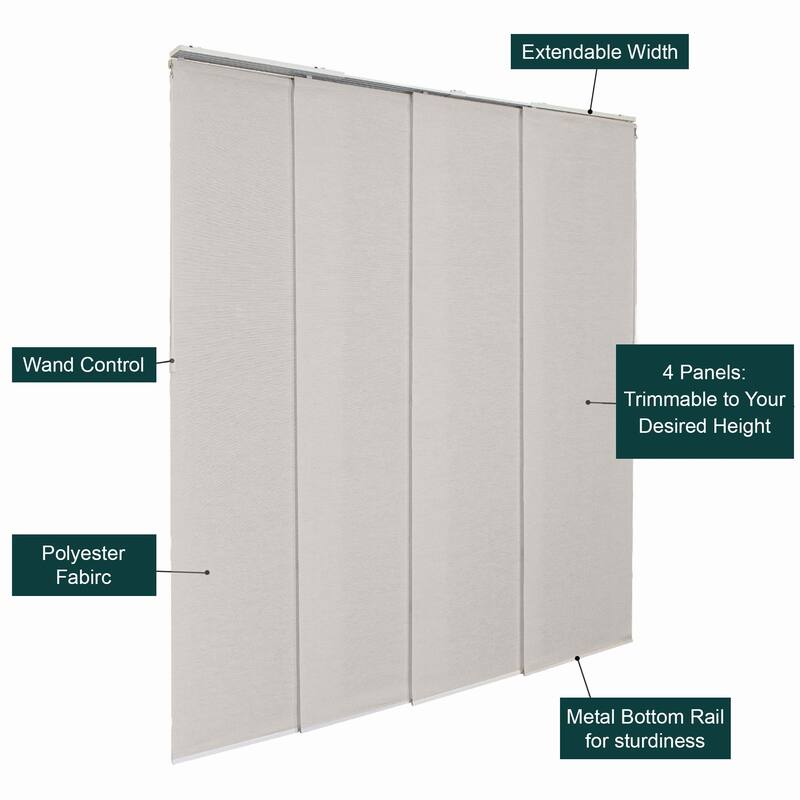 CHICOLOGY Adjustable Sliding Panels, 4-Rail Track, Vertical Blinds, Pation Door Curtain, Room Divider