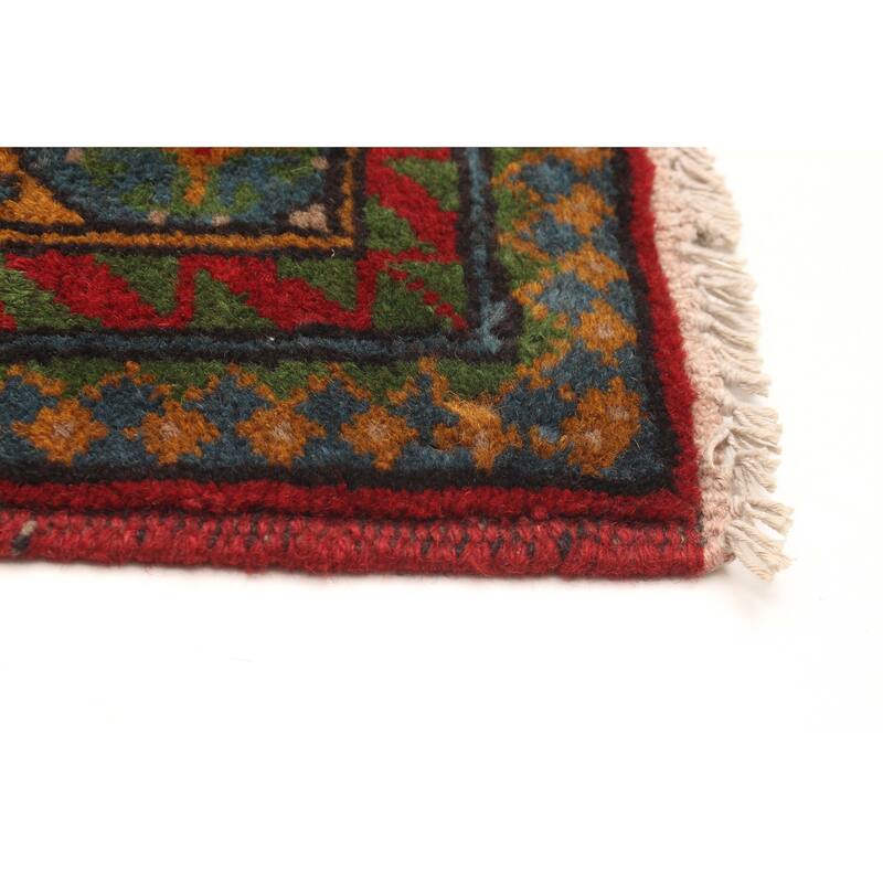 ECARPETGALLERY Hand-knotted Uzbek Kargahi Red Wool Rug - 3'11 x 5'9