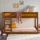 preview thumbnail 14 of 23, Walker Edison Modern Solid Wood Twin Low Bunk Bed Caramel