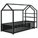 preview thumbnail 20 of 22, Metal House Bed with Fence and Detachable Storage Shelves