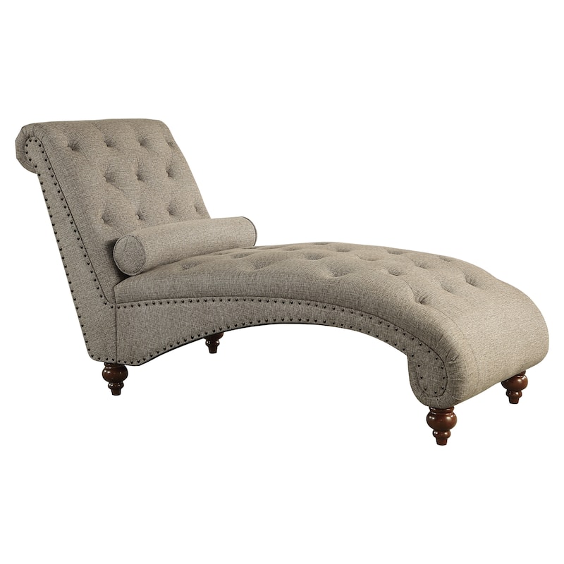 Cagle Chaise Lounge - 69" x 28.5" x 37" - Brown (Bronze Nailhead)