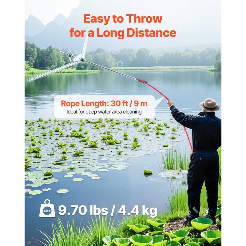 Lake Weed Cutter with 62" Cutting Width and Steel Blades - 61.81 x 57.09 x 1.18 in