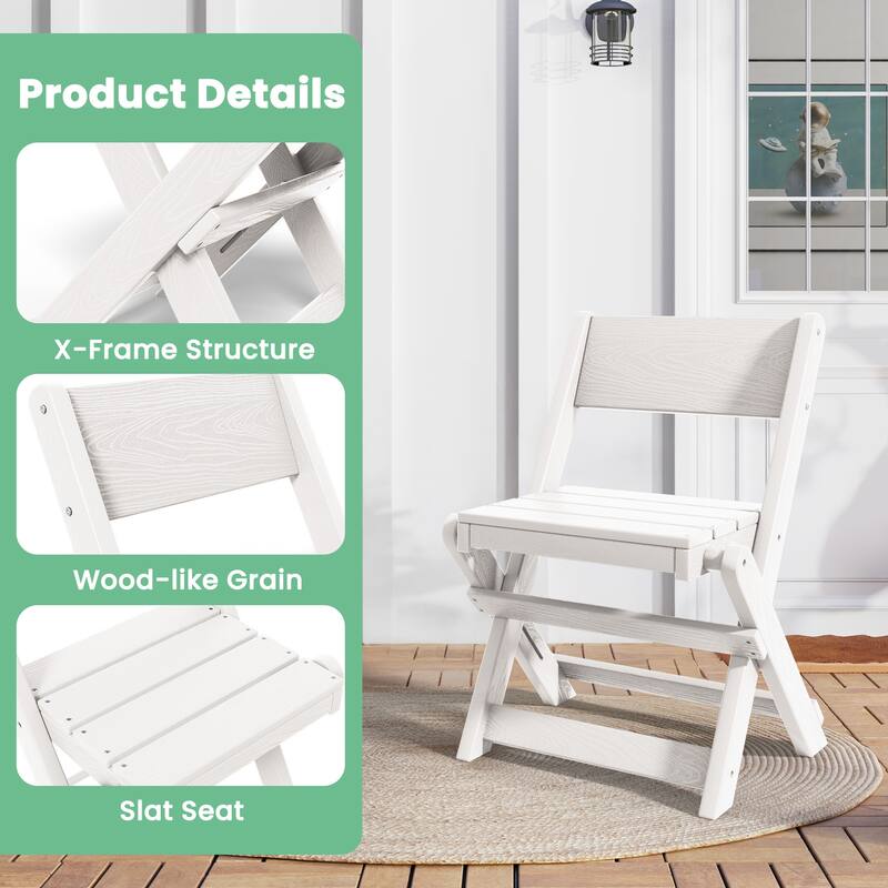 3-Piece Outdoor HDPE Bistro Set, Waterproof, Weather-Resistant & Foldable