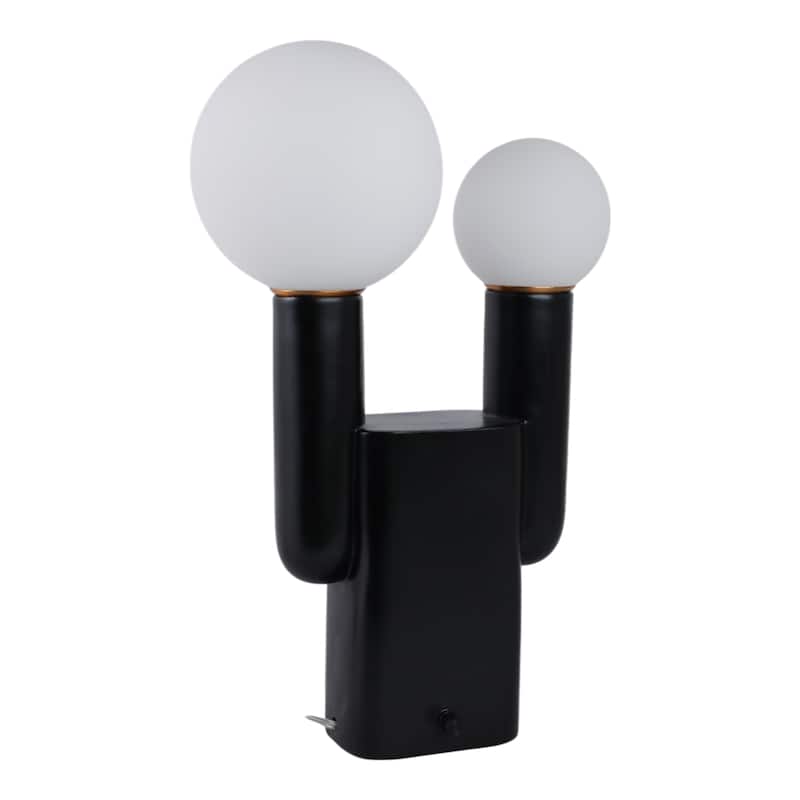 Metal Table Lamp Double Globe Sculptural Minimalist Modern Accent
