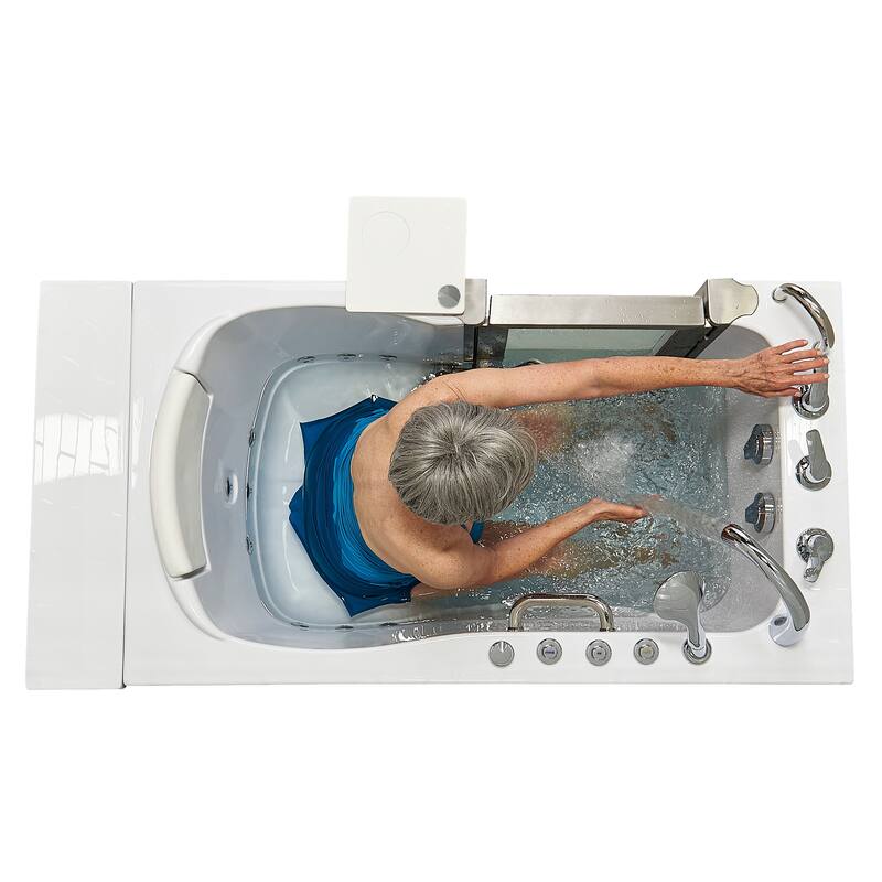 Ella Elite 30"x52" Acrylic Hydro Massage Walk-In Bathtub with Inward Swing Door, 5 Piece Fast Fill Faucet, 2" Dual Drain