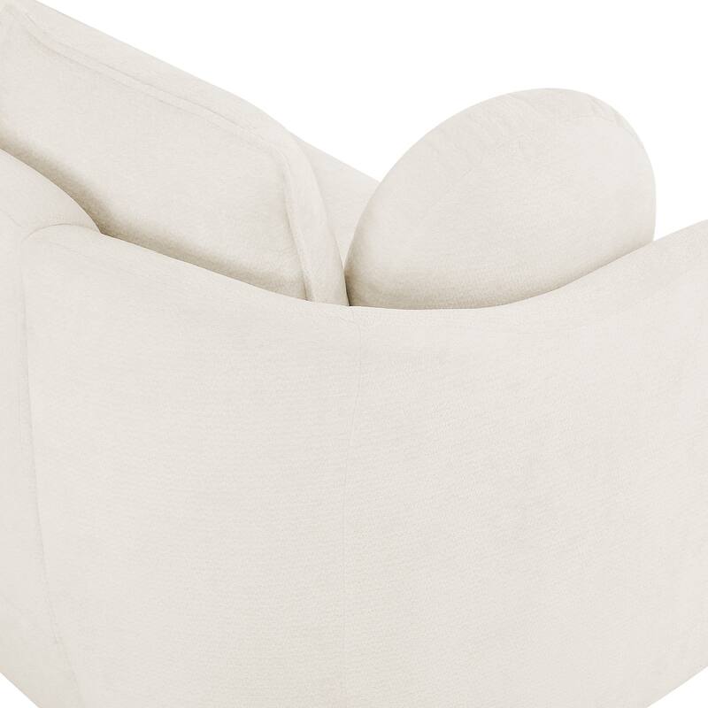 90.6" Chenille Upholstered Sofa with 6 Pillows, Modern 3-Seater Sofa Couch for Living Room Bedroom Apartment, White