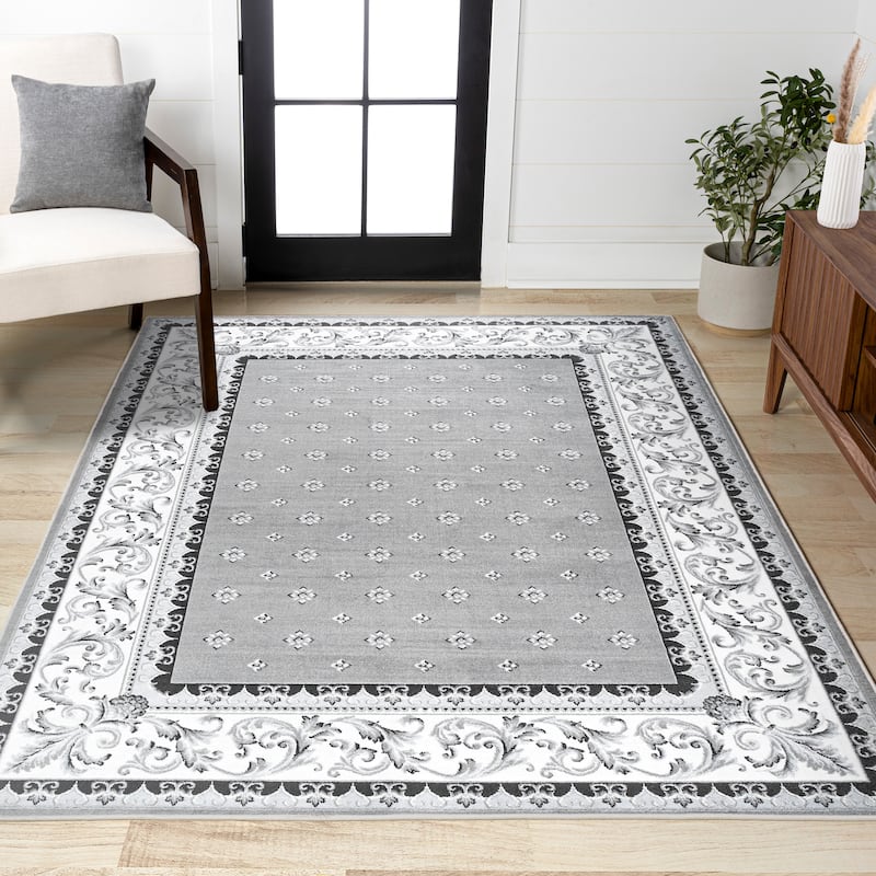 JONATHAN Y Marrakesh French Border Area Rug - 2 X 10 - Gray/Cream