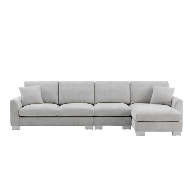 119" Modern Oversized Chenille Sectional Sofa,Living Room Couches with 2 Free Pillows