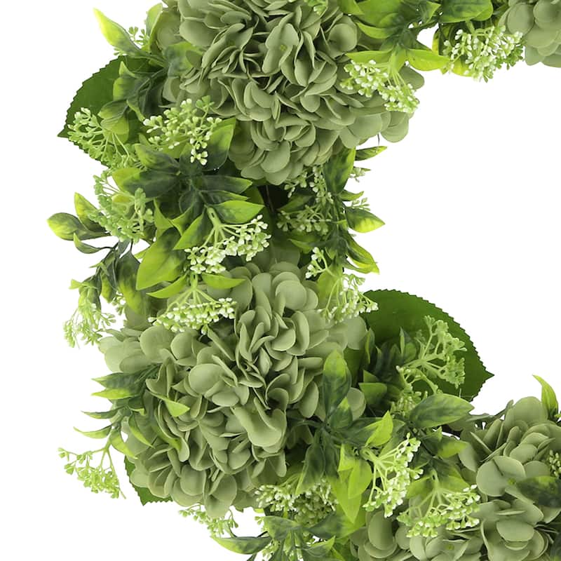 24'' Grapevine Wreath with Hydrangeas and Budding Flowers